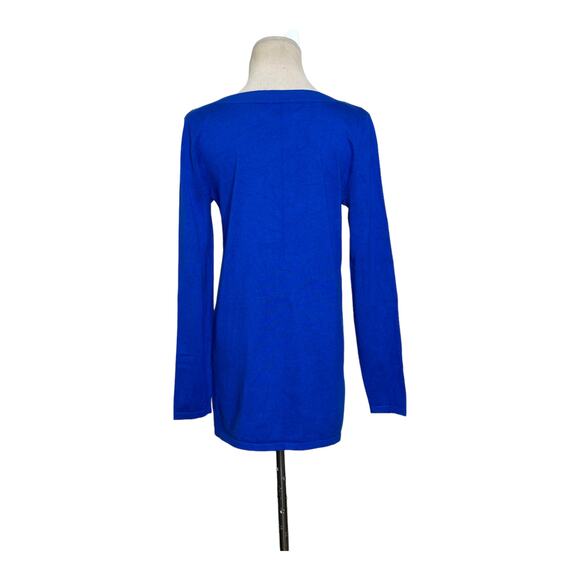 Cable & Gauge blue long sleeves embellished neck sweater size Small - Picture 2 of 11